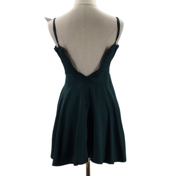 B DARLIN SZ 0 XS green satin bridesmaid formal party mini dress B146 - Picture 3 of 8